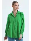 Kadın Yeşil Cepli Oversize Uzun Basic Poplin Gömlek Kadın Yeşil Cepli Oversize Uzun Basic Poplin Gömlek