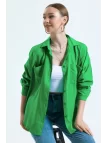 Kadın Yeşil Cepli Oversize Uzun Basic Poplin Gömlek Kadın Yeşil Cepli Oversize Uzun Basic Poplin Gömlek