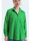 Kadın Yeşil Cepli Oversize Uzun Basic Poplin Gömlek Kadın Yeşil Cepli Oversize Uzun Basic Poplin Gömlek